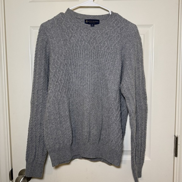 Brooks Brothers Sweater Womens M Wool Italian Yarn Cable Knit Crewneck Gray - Picture 5 of 11